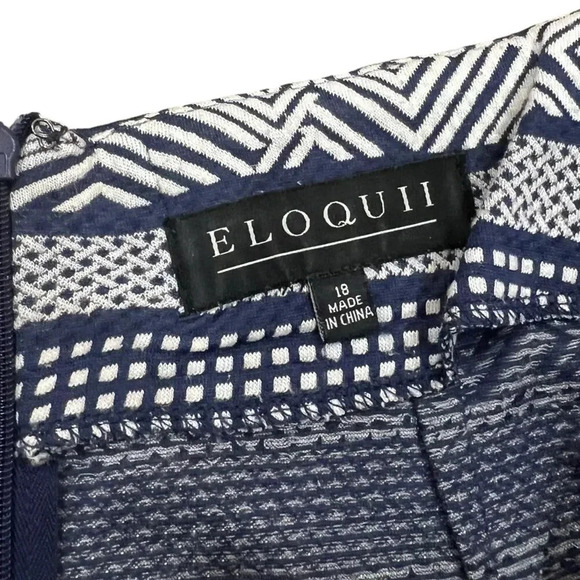 Eloquii Navy Geometric Knit Bandage Skirt 18 - Picture 3 of 3